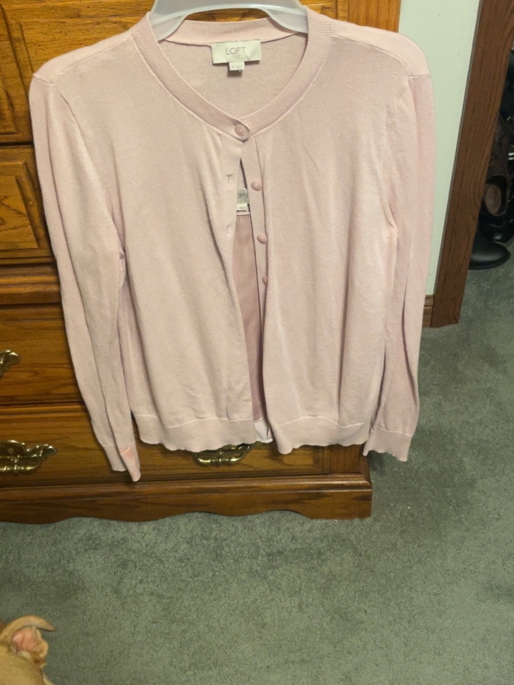 LOFT Pale Pink Layered Tank & Cardigan Set